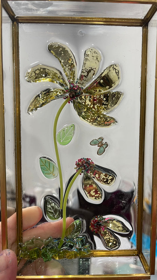 Glass Flower on Tray